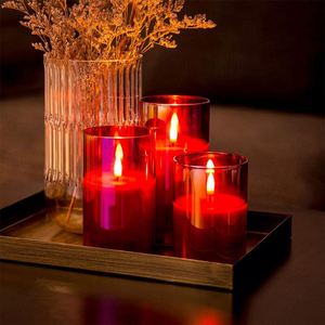 Velas LED sin Llama Personalizadas de Parafina en Vaso de Vidrio para Decoración del Hogar, Juego de 3 con Control Remoto para Bodas y Diwali - Product Image 4