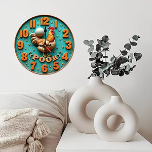 Round Wooden <b>Wall</b> <b>Clock</b> Walnut Color 25Cm Non Ticking <b>Silent</b> Modern Home Decoration <b>Clock</b> - Product Image 2