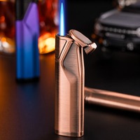 Briquet de luxe fin à flamme bleue dégradée, coupe-vent, rechargeable au butane, allumage électronique, torche pour fumeurs