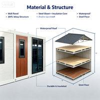 Maison conteneur extensible et respirante de 20 pieds, à double aile, pliable, préfabriquée, installation rapide, cabine portable pour chantier de construction