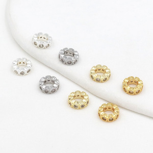 Cuentas espaciadoras de circonita redondas de 8 mm, chapadas en oro y plata, componentes para joyería DIY - Product Image 4