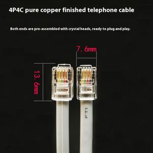 4P4C tête de cristal à quatre cœurs RJ12 ligne de données équipement RJ9 connexion vocale <span class=keywords><strong>RJ11</strong></span> câbles de Communication de combiné téléphonique - Product Image 2