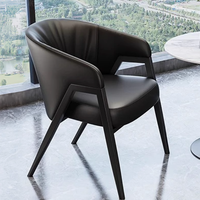 Chaise en bois massif moderne haut de gamme avec dossier, assise en tissu cuir souple, robuste et durable, pour restaurant, noir et blanc