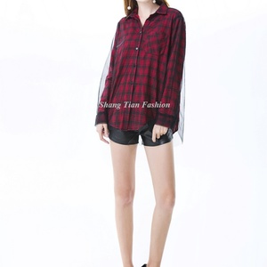 New Casual Fashion <b>Checkered</b> Shirt Women Blouses and Long Sleeved Organza Autumn Comfortable Cotton <b>Top</b> OEM - Product Image 3