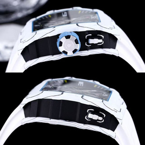 Rubber <b>Watch</b> Strap Carbon Fiber Tonneau <b>Case</b> Water Resistant 20mm Luxury Fashion Power Reserve - Product Image 5