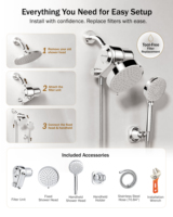 Filtre de Douche de Qualité Professionnelle avec Douchette et Pommeau Pluie, Élimination du Chlore, Accessoire de Salle de Bain