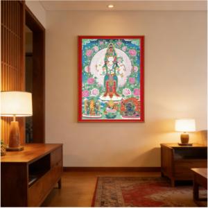 Réplique de Thangka bouddhiste sur <span class=keywords><strong>toile</strong></span>, portrait de Guanyin à mille mains, collection muséale, haute résolution, anti-UV, écologique - Product Image 1