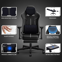 Ca Logo personnalisé Anji livraison gratuite dossier haut luxe qualité Massage chaise de bureau en cuir véritable noir travail en attente chaises de jeu