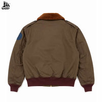 Blouson aviateur vintage personnalisé en sergé de coton épais avec col en fausse fourrure, doublure en laine, manteau d'hiver