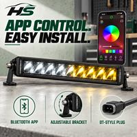 Barre lumineuse LED HSSH améliorée de 30 pouces 150W à une rangée avec contrôle par application et rétroéclairage RGB, faisceau de conduite tout-terrain pour camion 4x4