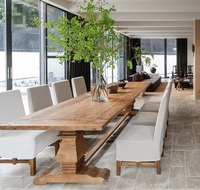 Table de salle à manger rectangulaire en chêne massif STG Industrial, style campagnard, 300 cm, sur mesure, 10 places, mobilier pour la maison