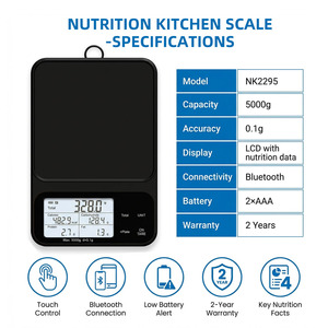 เครื่องชั่งอาหารดิจิตอลอัจฉริยะ OEM โรงงาน ผลิต 0.1 กรัม พร้อมเครื่องคำ<span class=keywords><strong>น</strong></span><span class=keywords><strong>วณ</strong></span>โภชนาการ ติดตามแคลอรี่ สำหรับฟิตเ<span class=keywords><strong>น</strong></span>ส การอบ การทำอาหาร - Product Image 3
