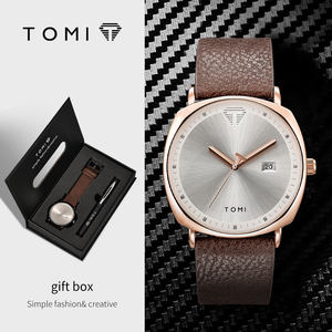 นาฬิกาควอตซ์ผู้ชายยี่ห้อ OEM <span class=keywords><strong>TOMI</strong></span> T044 และชุดปากกาธุรกิจ ดีไซน์เรียบง่าย กันน้ำ สายหนัง ชุดของขวัญสำหรับนักเรียน พร้อมสลักโลโก้ได้ - Product Image 6