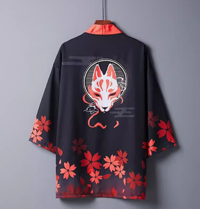 EcowalsonHot Selling Vintage Seven Sleeve Kimono Shirt Cross Border Daily Casual Cardigan Cape Anime 3D Impresión digital Haoris - Product Image 5