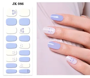 hot sale nail supplies long lasting beauty Semi cured gel wraps with uv lamp art artificial nails semi cured gel nail stickers