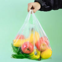 Sac de courses en plastique épais HDPE LDPE avec logo personnalisé pour supermarché, sac de transport en forme de T-shirt pour aliments