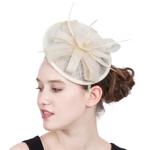 Mio Elegante Vrouwen Fascinators Hoofdband Hoed Bruiloft Prom Tea Party Kentucky Derby Hoed Handgemaakte Bloemenveren Hoofdband