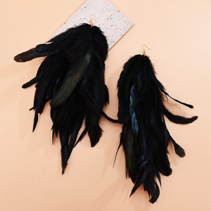 <span class=keywords><strong>Orecchini</strong></span> di piume Boho per le donne grandi <span class=keywords><strong>orecchini</strong></span> di Festival <span class=keywords><strong>con</strong></span> piume reali fatti a mano dichiarazione gioielli per Halloween - Product Image 4