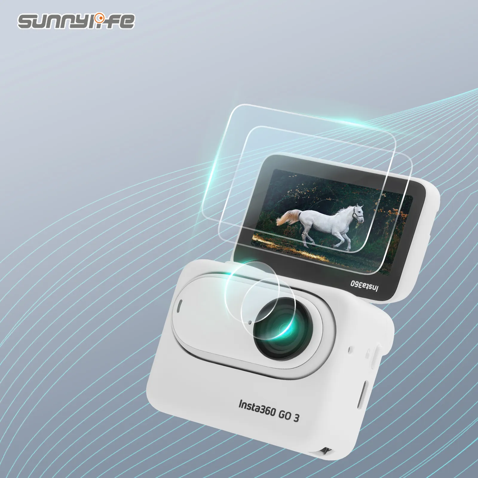 Sunnylife 2 팩 강화 유리 화면 렌즈 보호기 HD 투명 렌즈 보호 필름 Insta360 GO 3 용 스크래치 방지 액세서리