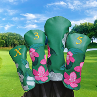 Housse de tête de club de golf style Masters en cuir PU de haute qualité à motif floral pour Driver, Fairway, Hybride, Putter – Vente en gros