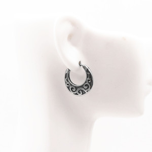 yunnique Geometric <b>Hoop</b> <b>Earrings</b> Titanium Steel Minimalist Ethnic Style Round Clip On <b>Earrings</b> For Women Men Fashion Jewelry - Product Image 4