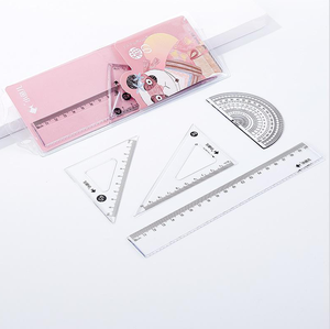 4 Uds 20cm Escala de plástico transparente recta clara regla de dibujo conjunto escuela estacionaria herramientas de medición para niños - Product Image 1