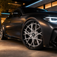 Jantes forgées 3 pièces noires à 12 rayons argentées 22x12 5x120 ET35 6061 T6 sur mesure à déport profond pour Audi