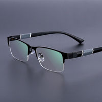 Lunettes anti-lumière bleue pour hommes et femmes, monture demi-cerclée, verres solides, style tendance inspiré des influenceurs, pour la myopie et le monde des affaires