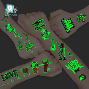 Tatuaggio luminoso del fumetto <span class=keywords><strong>di</strong></span> stile <span class=keywords><strong>di</strong></span> partito <span class=keywords><strong>di</strong></span> musica mista nel buio, tatuaggio falso luminoso, adesivi del tatuaggio del corpo - Product Image 4