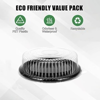 Plateaux de service jetables en plastique PET de qualité alimentaire de 12/16/18 pouces avec couvercle, grands plateaux de service pour sushis, fêtes et mariages - Vente en gros