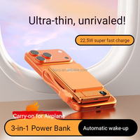 Cargador Inalámbrico Magnético Ultrafino 2 en 1 con Soporte y Cable, Carga Rápida de 22.5W, Pantalla Digital, Banco de Energía de 5000mAh/10000mAh, Tipo-C