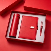 Ensemble cadeau d'entreprise avec logo personnalisé, tasse isotherme de luxe, carnet en cuir PU avec stylo, ensemble cadeau promotionnel pour les clients