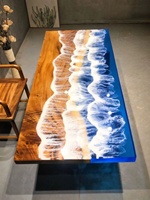 Table à manger en bois massif et résine époxy la plus populaire, design européen, pour ferme, appartement, parc