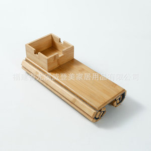 Plateau d'accoudoir de canapé anti-chute en bambou et bois, portable, pour café et collations, pliable, pour rangement d'objets divers - Product Image 4