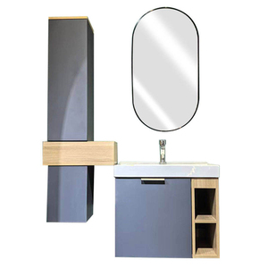 Mueble de Baño Personalizado 2026 al por Mayor, Azul con Acabado de Madera, con un Solo Cajón, Lavabo de Cerámica, Mueble Lateral y Espejo LED - Product Image 5