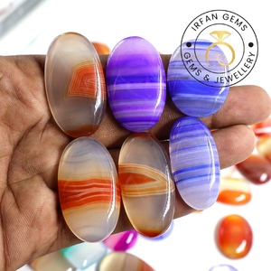 Agate rayée multicolore de qualité supérieure 100% naturelle, prix de gros, lot de pierres pour la fabrication de bijoux en agate rayée - Product Image 1
