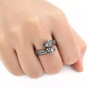 Double Headed <b>Snake</b> Stainless Steel <b>Ring</b> Gold Unisex Fashion Jewelry Gift - Product Image 3