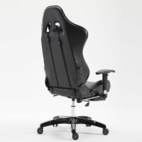 Chaise de bureau ergonomique confortable avec dossier et repose-pieds en mousse blanche 22D, hauteur réglable, inclinable, en cuir, pour le gaming