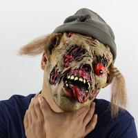 Nicro Costume Party Prop Démon Plein Visage Réaliste Humaine Effrayant Dégoûtant Laid Visage Vampire Zombie Latex Halloween Creepy Masque