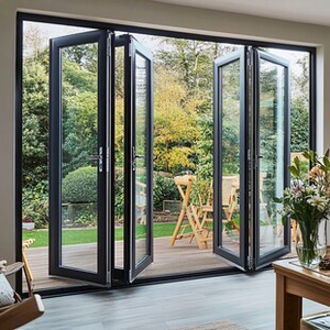 Portes pliantes en verre empilables en alliage d'aluminium de haute qualité, coupe-vent et isolantes thermiquement, adaptées aux jardins de villas. - Product Image 4