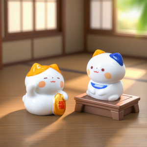 Vente flash - Statues Kawaii Maneki Neko - Mini figurines de chat porte-bonheur en résine pour la décoration de la maison, du bureau ou du tableau de bord de la voiture - Product Image 4