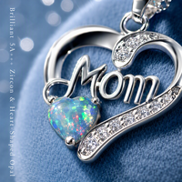 LUOYUNE Collier de luxe en opale en forme de cœur plaqué or 18 carats avec pendentif cœur pour maman, cadeau d'anniversaire pour femme, bijoux tendance pour elle