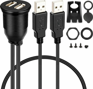 <span class=keywords><strong>Cable</strong></span> de Extensión USB Doble Impermeable IP67 de 1 m para Barco/Automóvil, Conector de Montaje Empotrado en Panel, AUX para Audio Estéreo de 3,5 mm, PVC, Monitor 4K - Product Image 5