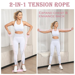 調節可能な弾性フットペダル抵抗バンド、肩と胸のエクスパンダー、フィギュアエイトヨガバックトレーナー、ホームフィットネスセット、ジム - Product Image 4