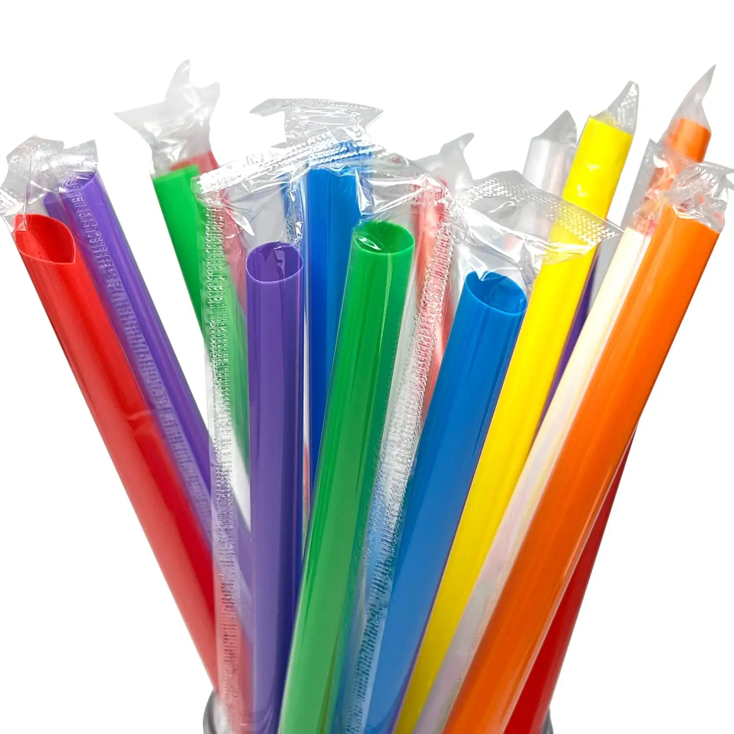 Custom Color Print Disposable Individually Wrapped Drinking Straws Bubble Tea Plastic PP Straws