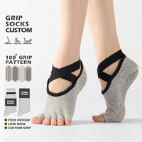 Chaussettes de yoga et de danse personnalisées pour femmes, antidérapantes et respirantes, à 5 doigts ouverts, avec sangles croisées, idéales pour le Pilates