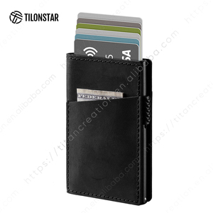 Tilonstar กระเป๋าสตางค์หนังแท้สำหรับผู้ชาย, กระเป๋าใส่บัตรประจำตัวธุรกิจทำจากอะลูมิเนียมกระเป๋าใส่เงินแฟชั่น TVC324P - Product Image 1