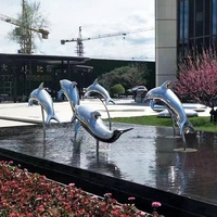 Sculpture d'eau en acier inoxydable, sculpture de poisson en acier inoxydable à vendre