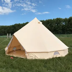 3M 4M 5M גדול יוקרה Glamping אוהל 300g כותנה עמיד למים משפחה Tipi אוהל אוהל בל עבור משפחה