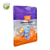Sacs plats en plastique refermables avec fermeture éclair, finition brillante, impression personnalisée, aluminiumisé, pour emballage alimentaire